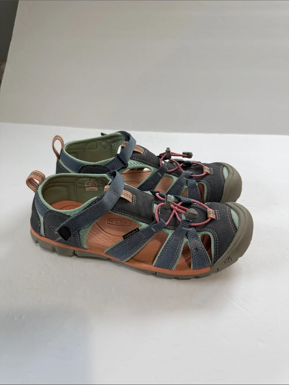 Keen Women’s Closed-Toe Sandals in Green, Coral and Gray